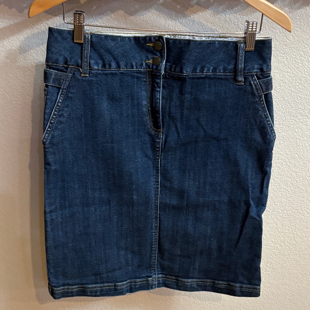 Lands' End Blue Denim Pencil Skirt